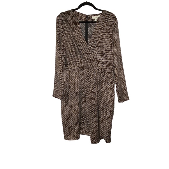 NWT H Halston Faux Wrap Satin Fit-&-Flare Dress Size Large - Picture 2 of 6